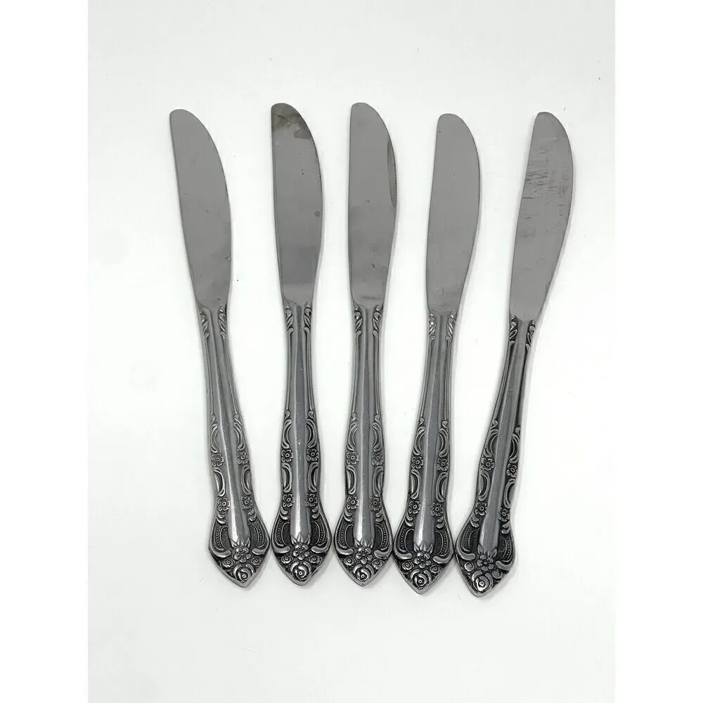 United Silver Acadia Stainless Dinner Place Knife Japan 8 3/8” Set Of 5